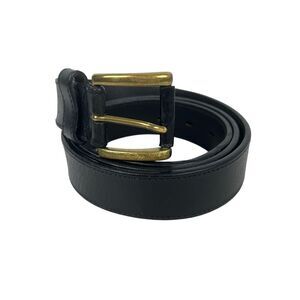 Full Grain Leather Belt 42 Work Brass Buckle Black